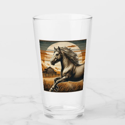 Verre Rouille/cheval vintage/Ouest (Devant)