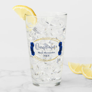 Verre Royal Blue et Gold Geometry Quinceañera