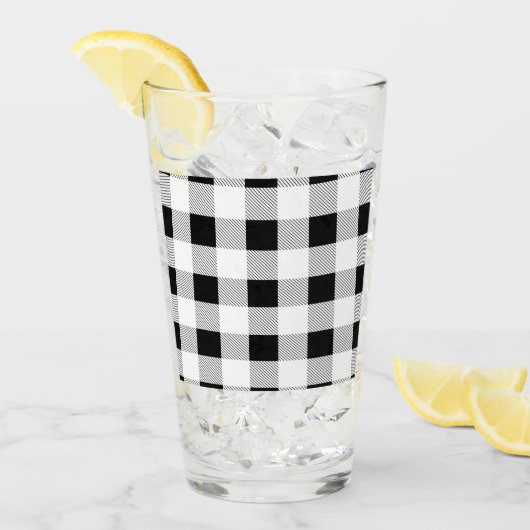 Verre ruc farmhouse chic black and white plaid (Devant glace)