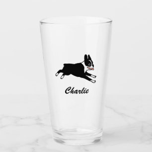 Verre Running Boston Terrier Cartoon Dog Personnalisé