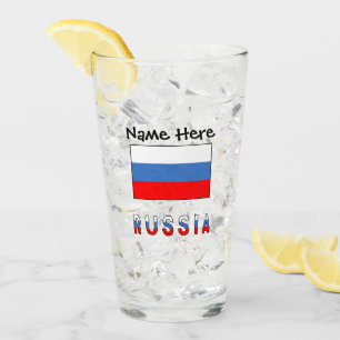 Verre Russie Drapeau russe Personnalisation noire