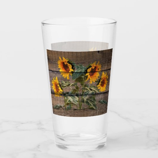 Verre Rustic Barn Wood Sunflower (Devant)