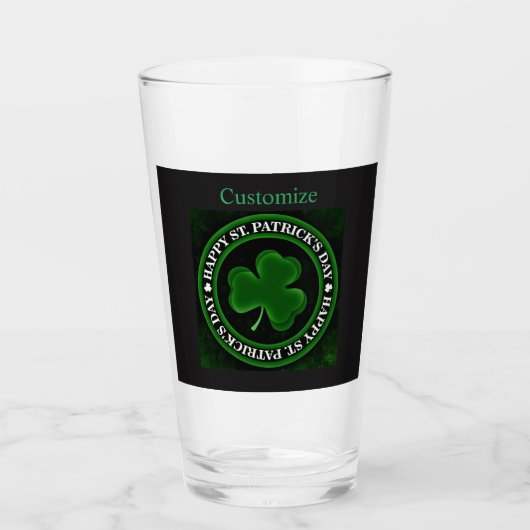 Verre Saint Patrick, Shamrock vert (Devant)