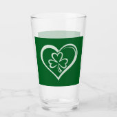 Verre Saint Patrick's Day Drôle Shamrock Coeur irlandais (Devant)