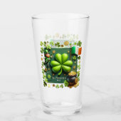 Verre Saint Patrick's Day Shamrock et Leprechaun Pint (Devant)