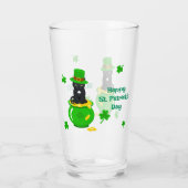 Verre Saint Patrick's Day Shamrock Pot of Gold Black Cat (Dos)