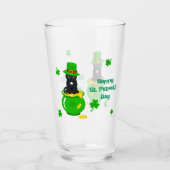 Verre Saint Patrick's Day Shamrock Pot of Gold Black Cat (Devant)