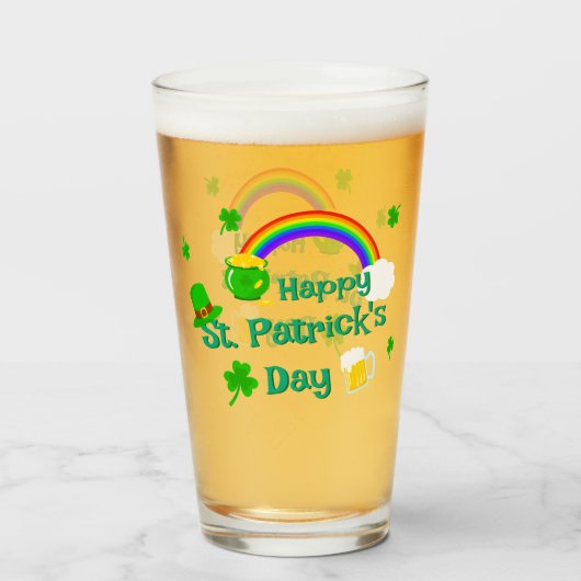 Verre Saint Patrick's Day Shamrock Pot of Gold Celtic Kn (Devant (rempli))