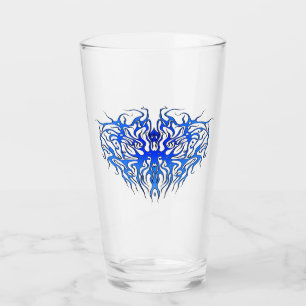 Verre Saint Valentin Bleu Coeur Tribal Tattoo