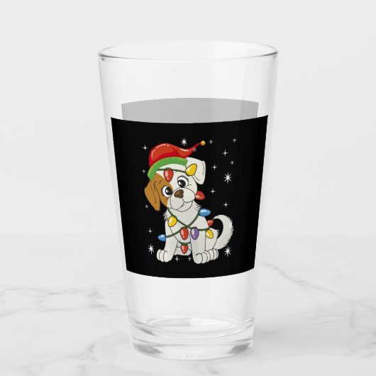 Verre Saison Noël Père Noël Jack Russell Terrier (Devant)