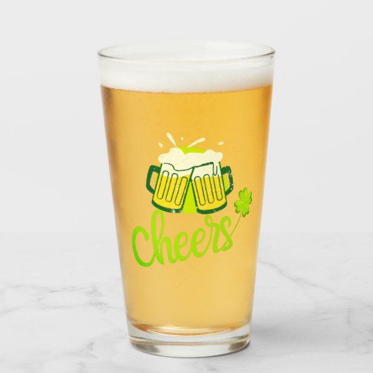 Verre Salutations avec Shamrock - Saint Patrick Day (Devant (rempli))