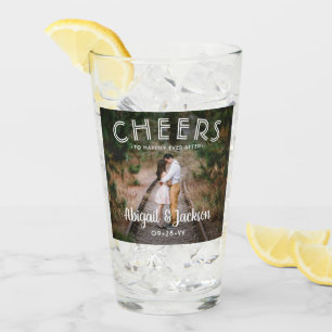 Verre Salutations joyeuses à jamais après mariage photo 