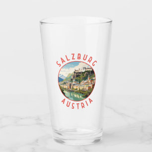 Verre Salzbourg Autriche Cercle en détresse rétro