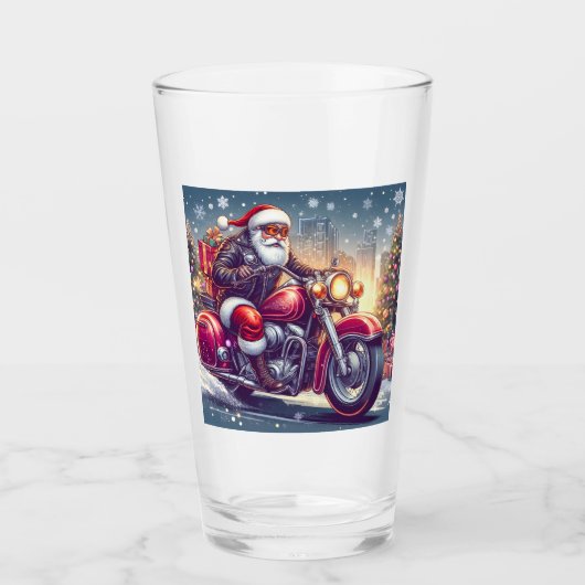 Verre Santa Claus en mode motard (Devant)