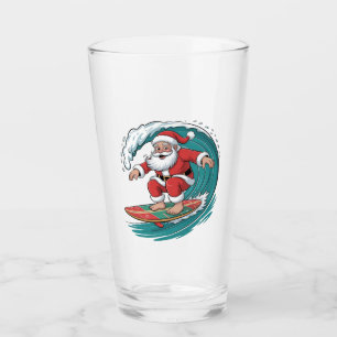 Verre Santa Surfant Noël Surf X-mas Festif Vacances