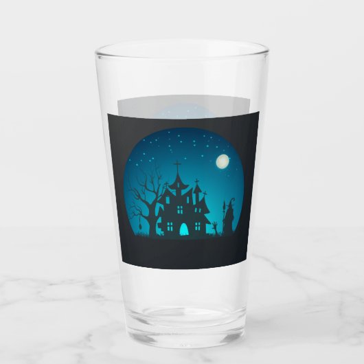 Verre Scary and Fun Blue and Black Haunted House (Devant)