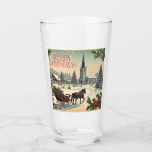 Verre Scène de Noël classique/Vintage