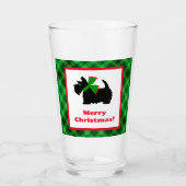 Verre Scotty Chien et Tartan Joyeux Noël (Devant)