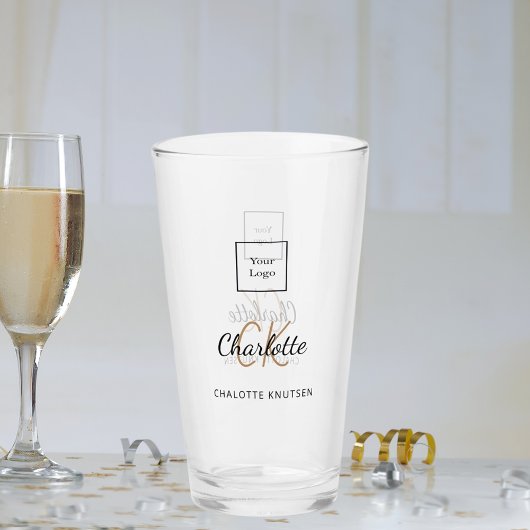 Verre Script des initiales du monogramme de l'entreprise