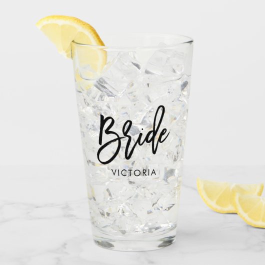 Verre Script élégant "Mariée" Personnalisé (Devant glace)