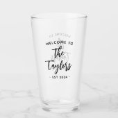 Verre Script moderne Bienvenue Nom de famille Date Est (Devant)