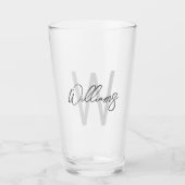 Verre Script moderne Monogramme personnalisé et nom (Devant)