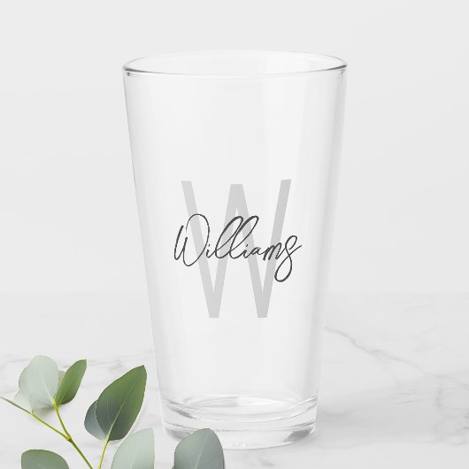 Verre Script moderne Monogramme personnalisé et nom