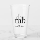 Verre Script moderne noir blanc tendance Monogramme init (Dos)