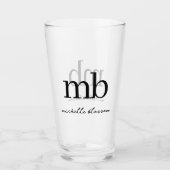 Verre Script moderne noir blanc tendance Monogramme init (Devant)