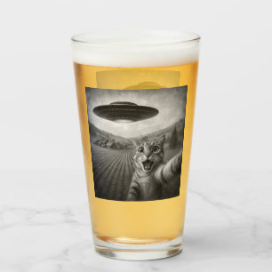 Verre Selfie De Chat Avec Alien UFO Drôle Cadeaux De Cha