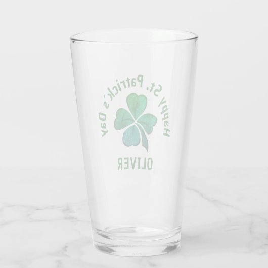 Verre Shamrock Clover Green St Patrick`s Day (Dos)