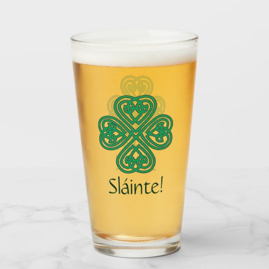 Verre Shamrock irlandais de Sláinte Green Celtic Lucky C (Devant (rempli))