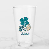 Verre Shamrock vert irlandais Clover personnalisé (Devant)