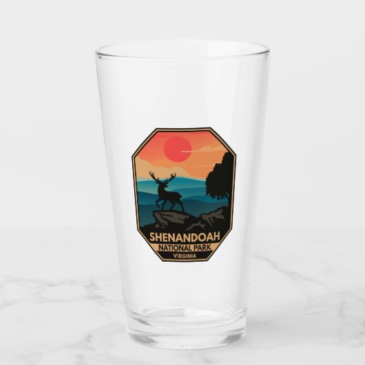 Verre Shenandoah Parc national Deer Minimal Emblem Rétro (Devant)
