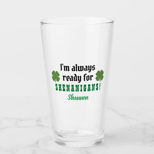 Verre Shenanigans Funny St. Patrick's Day Bière Pint (Devant)