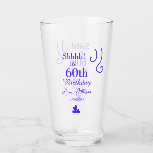Verre Shhhh c'est 60e anniversaire ajouter nom violet es (Devant)