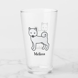 Verre Shiba Inu Blanc Chien Mignon & Nom