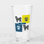 Verre Shih Tzu Silhouette Chien & Paw Y&B Grid (Devant)