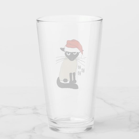 Verre Siamese Père Noël Chat Ho Ho Ho | Drôle Noël Kitty (Dos)