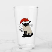 Verre Siamese Père Noël Chat Ho Ho Ho | Drôle Noël Kitty (Devant)