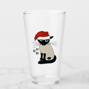Verre Siamese Père Noël Chat Ho Ho Ho   Drôle Noël Kitty