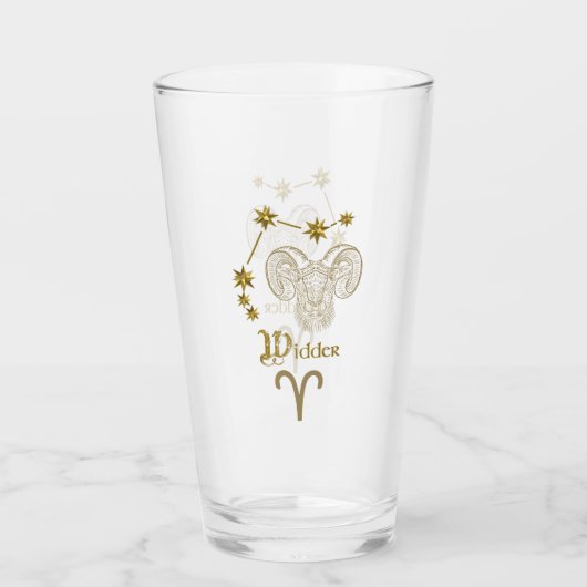 Verre Signe astrologique de Widder (Devant)