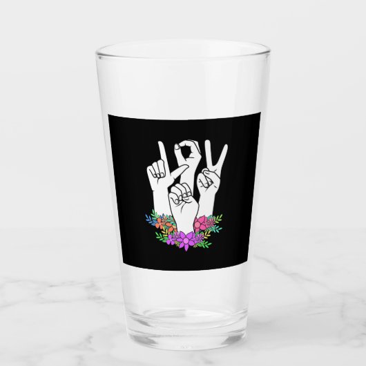 Verre Signe main ASL de l'enseignant (Devant)