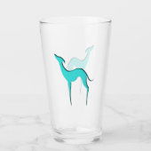 Verre Silhouette de bleu de turquoise de lévrier/whippet (Devant)