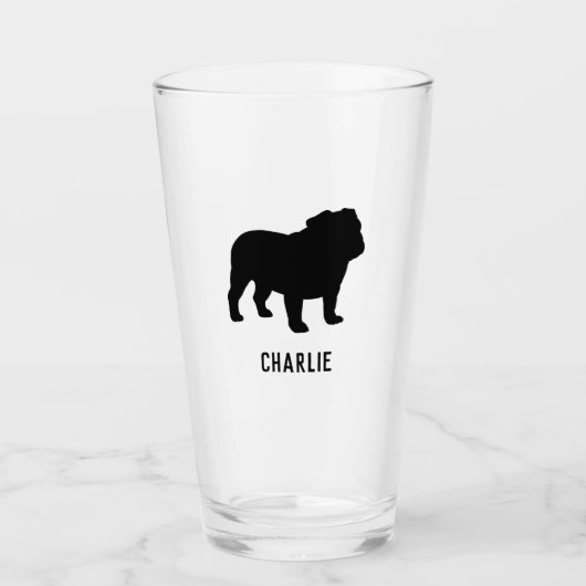 Verre Silhouette de bouledogue de l'anglais noir (Devant)