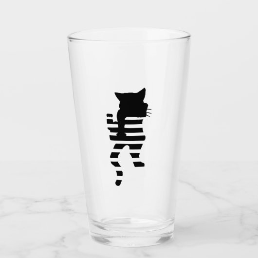 Verre Silhouette de chat noir (Devant)