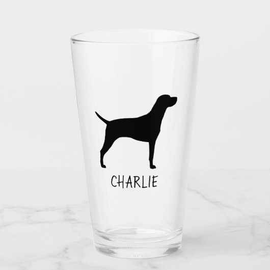 Verre Silhouette de chien de Vizsla personnalisée (Devant)