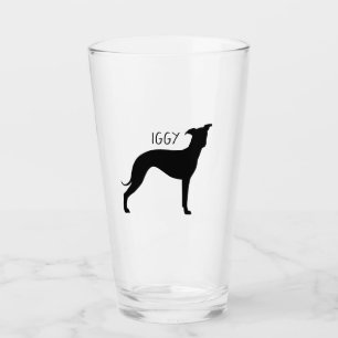 Verre Silhouette de chien gris italien Iggy personnalisé