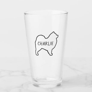 Verre Silhouette de chien Samoyé Outline Personnalisé
