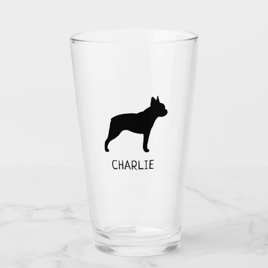 Verre Silhouette de chien Terrier de Boston personnalisé (Devant)